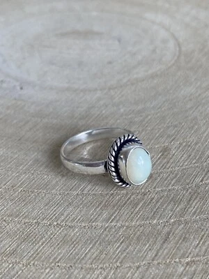 Oval Ethiopian Opal Ring Size N 1/2 Sterling Silver 925 Plated - Image 1 of 4