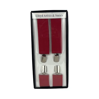 LA Smith Mens 35mm Red Elasticated Heavy Duty Clip On Braces Adjustable - Image 1 of 2