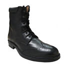 Thistle Scottish Rugged Black Leather Ghillie Kilt Boots For Utility Kilts