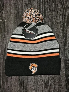 Captivating Pom Beanie Hat Oklahoma State Cowboys OSU Orange Black Stocking Cap - Picture 1 of 2