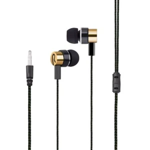 Stereo Earbuds Comfortable Loud Bass Tangle-Free Braided Cord/Wire Gold/Black - Picture 1 of 8