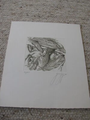 Günter Grass 1927 2015 Radierung Selbsporträt mit Federn  1974 23 / 150 (E 145 ) - Bild 1 von 4