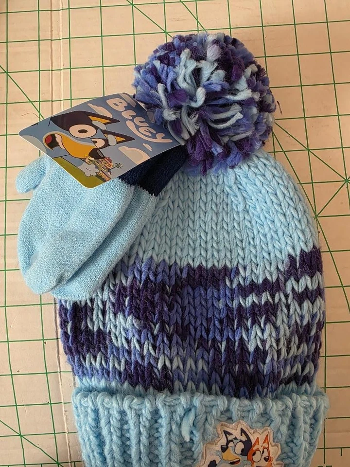 Toddler Knitted Hat & Mitten Set. Bluey - Image 1 of 1