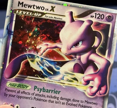 PERFECT SWIRL Pokemon Mewtwo LV.X Diamond and Pearl DP28 NM-LP black star promo - Image 1 of 4