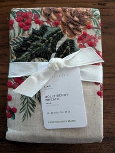 POTTERY BARN Stechpalme Beerenkranz König Schein - Neu mit Etikett - Bild 1 von 3