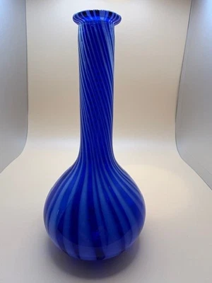 Botella de peluquero vintage azul cobalto remolino Foto 1 de 4