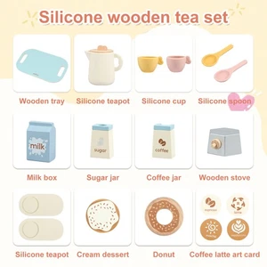 19 Pcs Wood Tea Party Set Colorful Toddler Tea Set Simulation Tea Time Toy stkBN - Picture 1 of 11