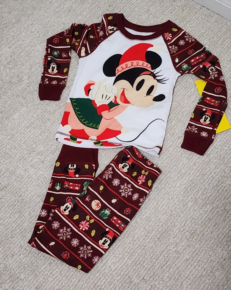 Pijama de Navidad Minnie Mouse Mickey PJ de los Parques Disney para Niñas 2 Piezas Nuevo con Etiquetas Foto 1 de 1