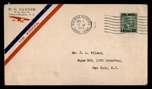 DR WHO 1929 CANAL ZONE AIRMAIL OVPT BALBOA HEIGHTS TO USA w3634 - Picture 1 of 2