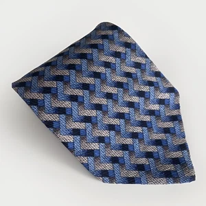 Corbata de seda Croft Barrow azul y gris geométrica para hombre 58 x 3,75 - Imagen 1 de 7