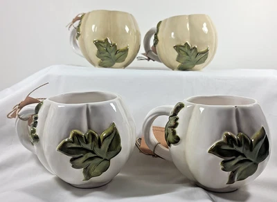 Juego de dos (2) tazas de café MUD PIE de gres hoja de calabaza 13,5 FL OZ NUEVAS Foto 1 de 4