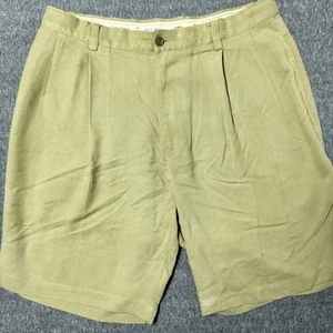 Tommy Bahama Silk Shorts Mens 34 Khaki Relax Pleated Tan Vintage Chino 9" Inseam - Picture 1 of 11