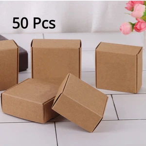 Caja de regalo Kraft 50 un. Favor de boda Bolsa de dulces Suministro de fiesta Hágalo usted mismo Funciona Cajas - Imagen 1 de 7
