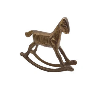 Figura de caballo mecedor de latón vintage pequeña pátina 2,5" x 3,5" - Imagen 1 de 12