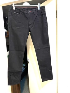 Balmain Paris Men's Black Slim-Fit Leather Mix Logo Details Jeans Authentic - Picture 1 of 13