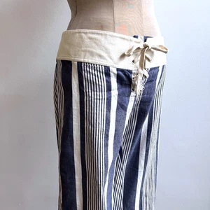 Pantaloni Y2K Low Rider Hip Ralph Lauren neri etichetta lino estivi a righe - Foto 1 di 21
