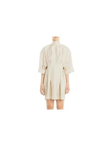 LANVIN Womens Beige Tie Back Cuffed Sleeve Above The Knee Shift Dress 40 - Picture 1 of 6