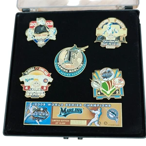 Florida Marlins 2003 World Series Champions 5 Pins CORRECTED Set NEW - Picture 1 of 9