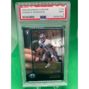 1998 BOWMAN CHROME CHARLES WOODSON ROOKIE RC #181 PSA 9 MINT RAIDERS - Picture 1 of 2