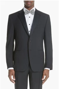 Canali Herren Schwarz 13000 Klassisch Wolle Mohair Smoking Sakko Größe 46 R EU / 36 US - Bild 1 von 8