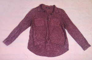 Annabelle Damen Langarmshirt weinrot mit weißem Used-Look Knopfleiste - Bild 1 von 10