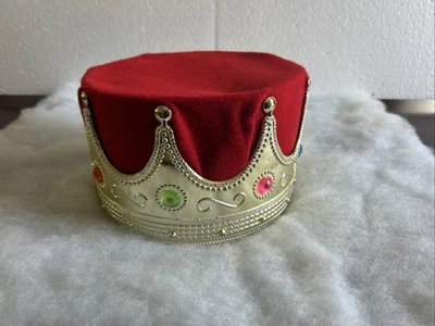 Tela de fieltro rojo Crown King Queen con joyas accesorio de disfraz Foto 1 de 4