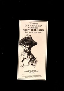 Carte INVITATION VERNISSAGE EXPO JUILLARD : Tandis que j'agonise. 1991. Neuf - Picture 1 of 1