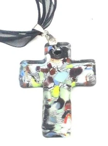 Collar colgante cruz cristal de Murano vidrio soplado - Imagen 1 de 2