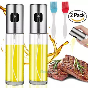 2 Pack Glass Olive Oil Sprayer Cooking Mister Spray Pump Fine Bottle Kitchen - Picture 1 of 12