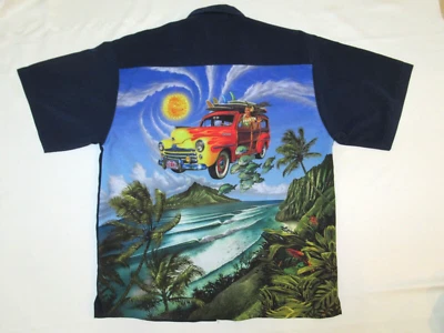 Rietveld Shirt size XL Hula Girl Hawaiian Beach woody Surf USA art tropical NWOT - Image 1 of 4