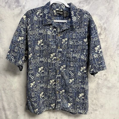 VTG Ocean Pacific Button Up Shirt Mens Floral Hawaiian OP Blue Large 23x29 - Image 1 of 4
