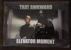 Star Wars Vader/Luke Skywalker “That Awkward Elevator Moment”Embossed Metal Sign - Picture 1 of 2