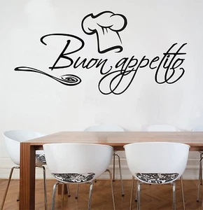 WALL STICKERS MURALI Buon appetito cucina cibo muro adesivo chef casa frase  - Foto 1 di 1