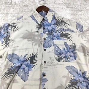 VTG Silk Icon Shirt  Men Size M Hawaiian Floral Palm Washable Silk Short Sleeve - Picture 1 of 11