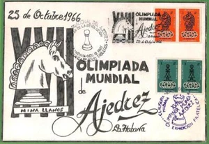 ZA1891 - HABANA - HISTORIA POSTAL - 1966 AJEDREZ OLIMPIADAS PAPEL PINTADO A MANO - Imagen 1 de 1