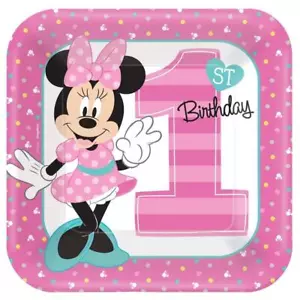 Disney Minnie Mouse 1st Birthday Fun To Be One Lunch Plates Party Supples 8 Ct - Picture 1 of 1
