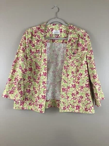 Christopher & Banks Womens Floral Print Jacket Size L, 3/4 Sleeve Stretch Canvas - Picture 1 of 7