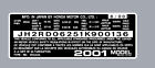 Honda Xr650 Or Xl650l Canadian Models  Headtube Tag  / Repro Decal