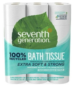 24 ROLLS Seventh Generation Toilet Paper Bathroom Tissue RV SAFE No Added Dye - Picture 1 of 7