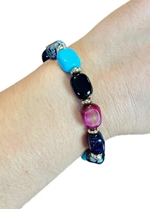 Lola Rose Sterlingsilber Goldstein Tigerauge Obsidian Perlenarmband verstellbar - Bild 1 von 11