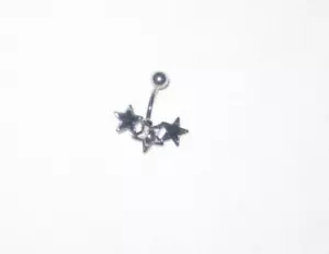 Romwe belly button ring piercing w/rhinestone star & 2 black stars nip Y2K - Picture 1 of 1