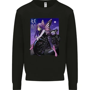 Anime Fairy Biker Japan Motorbike Motorcycle Kids Sweatshirt Jumper - Picture 1 of 92