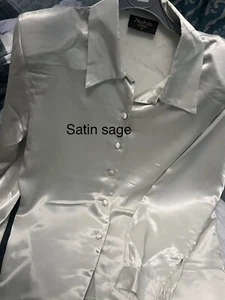 New Ladies satin blouse size 18 Elegant Sage Green. Read Description Last Few - Picture 1 of 20