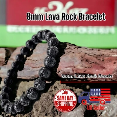 Lava Rock Natural A++ 8mm 7.5” Crystal Stretch Healing Bracelet - Image 1 of 3