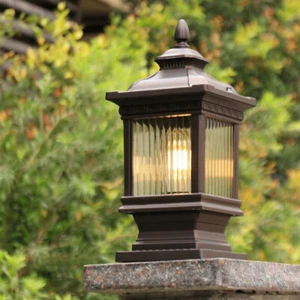 Lámpara de poste de luz de pilar moderna impermeable puerta exterior iluminación linterna de jardín - Imagen 1 de 8