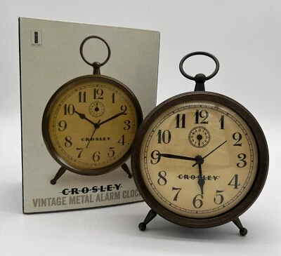CROSLEY Vintage Metal Alarm Clock Brass Color Shabby Chic - Image 1 of 4