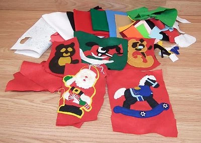 Random 7+ oz Lot of Multi Colored Felt Scraps - Christmas, Colors, Patterns READ - Image 1 of 4