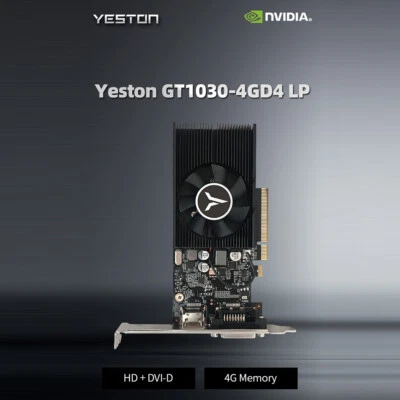 Yeston GT1030-4G D4 LP Gaming Graphic Card 4GB/64bit/DDR4 Memory 1152-1380MH Kit - Image 1 of 4