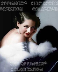 NORMA SHEARER Wearing a White Fur | Beautiful 8x10 COLOR PHOTO by CHIP SPRINGER - Picture 1 of 1