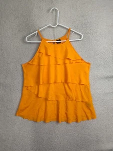 Worthington Women Top Extra Large Orange Poly Blend Sleeveless Ruffle Cami Tank - Picture 1 of 17